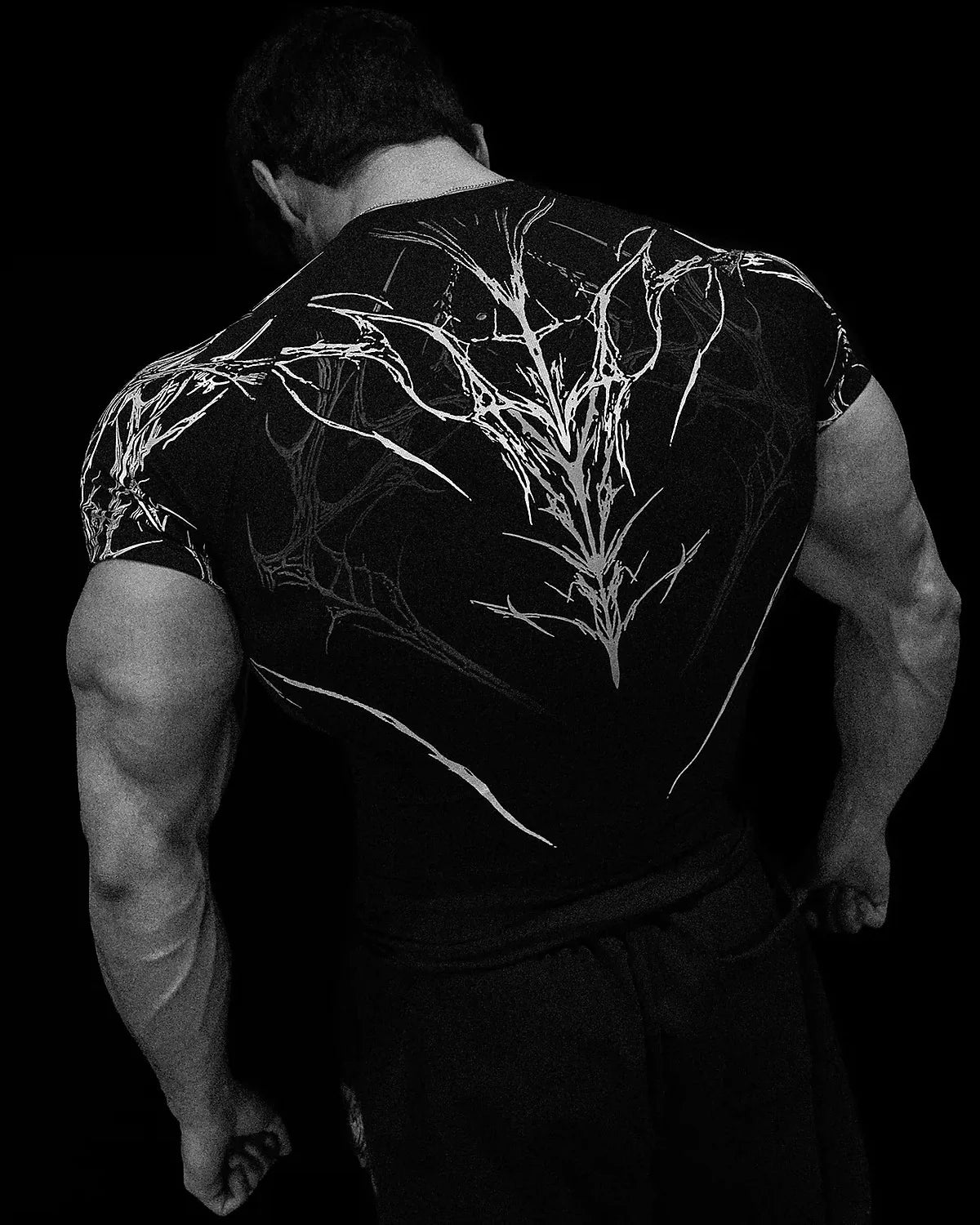 GYM T-shirt Men's Dark Gothic Print Muscle Tee  High Elasticity And Quick Drying Exercise For Bodybuilding Training 2026 Summer