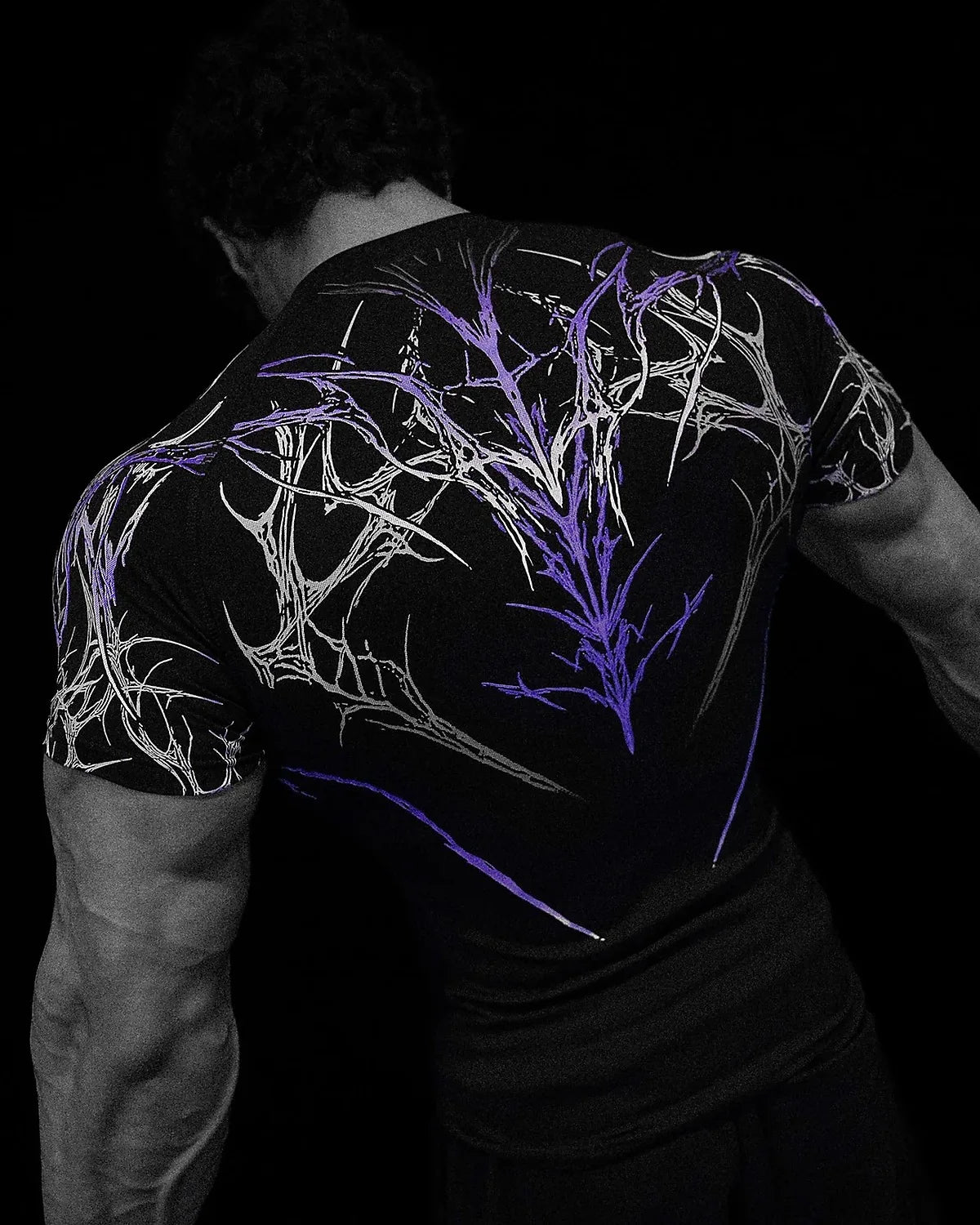 GYM T-shirt Men's Dark Gothic Print Muscle Tee  High Elasticity And Quick Drying Exercise For Bodybuilding Training 2026 Summer