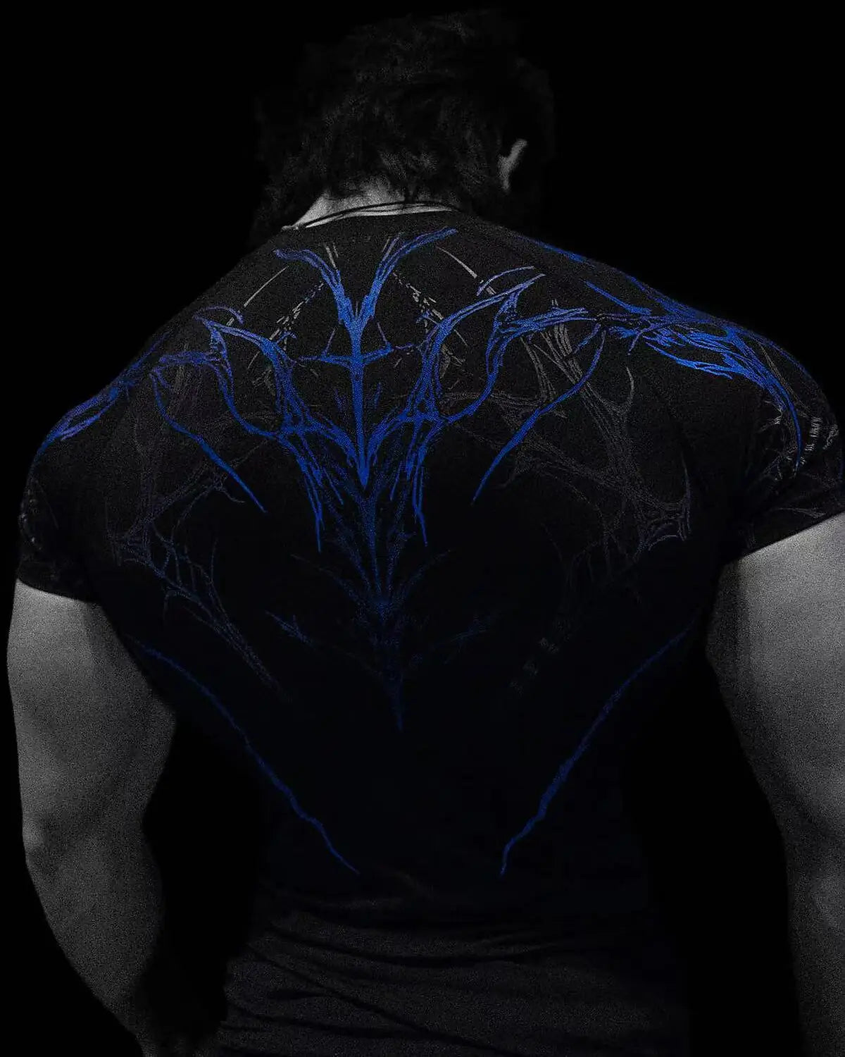 GYM T-shirt Men's Dark Gothic Print Muscle Tee  High Elasticity And Quick Drying Exercise For Bodybuilding Training 2026 Summer