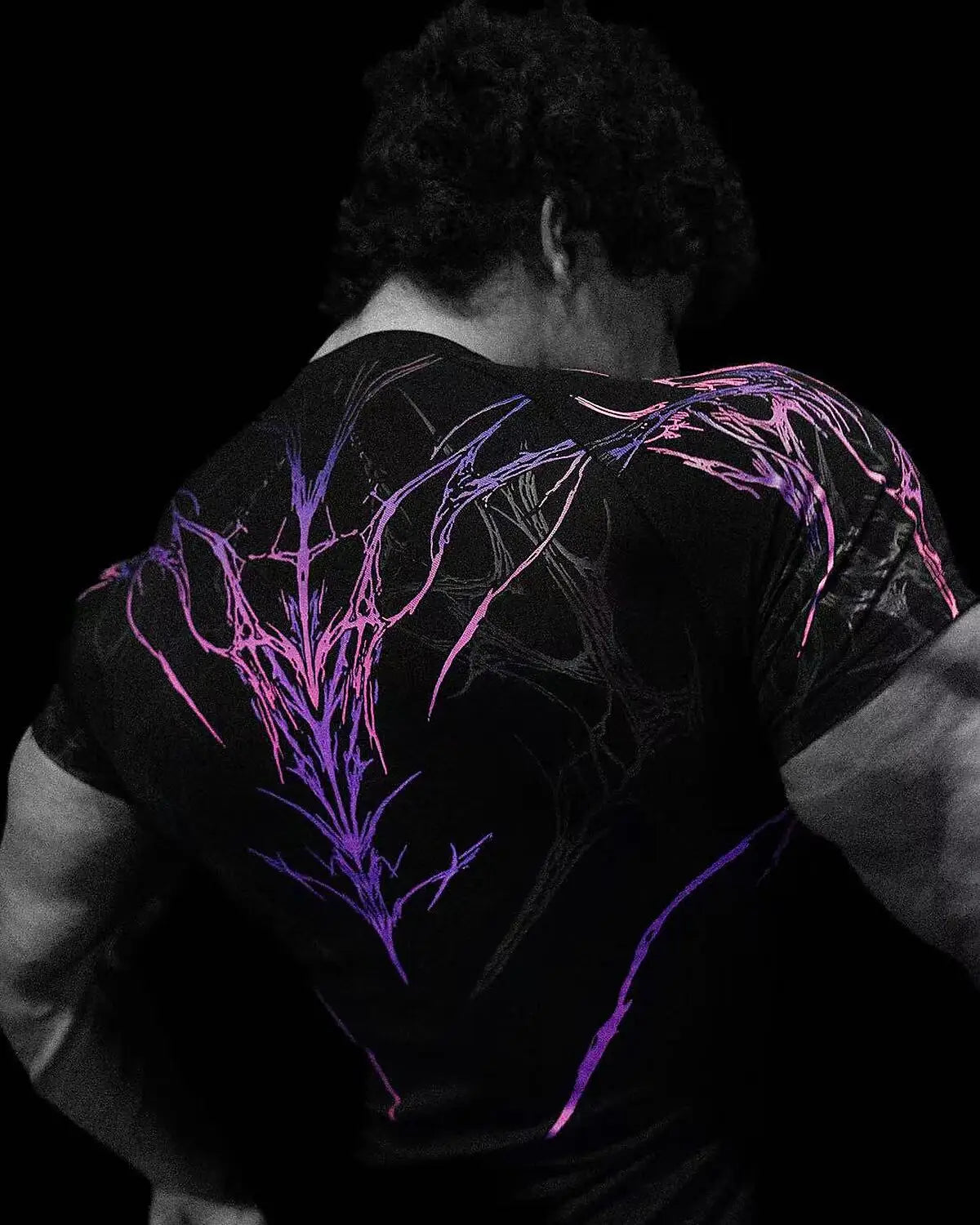 GYM T-shirt Men's Dark Gothic Print Muscle Tee  High Elasticity And Quick Drying Exercise For Bodybuilding Training 2026 Summer