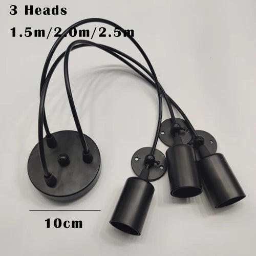 DIY Vintage Black Cord Multiple Light Sources Simple Pendant Lamp Dining Room Coffee 1-2m Wire Spider Pendant Lights