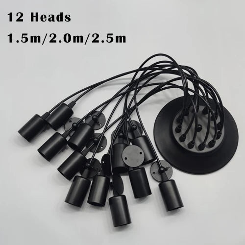 DIY Vintage Black Cord Multiple Light Sources Simple Pendant Lamp Dining Room Coffee 1-2m Wire Spider Pendant Lights