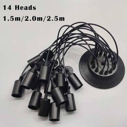 DIY Vintage Black Cord Multiple Light Sources Simple Pendant Lamp Dining Room Coffee 1-2m Wire Spider Pendant Lights