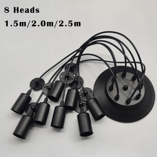 DIY Vintage Black Cord Multiple Light Sources Simple Pendant Lamp Dining Room Coffee 1-2m Wire Spider Pendant Lights