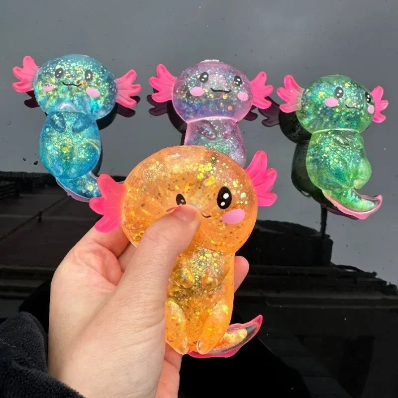 Colorful Salamander Maltose Fidgets Toys Squishy Malt Sugar Stretchy Axolotl Fun Squeeze Birthday Supplies Anti-Anxiety Gift