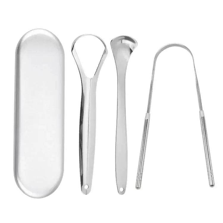 Premium 1pcs/3pcs Metal Tongue Scraper Cleaner for Adults & Kids Portable Stainless Steel Tongue Scrapers Brushes for Removing