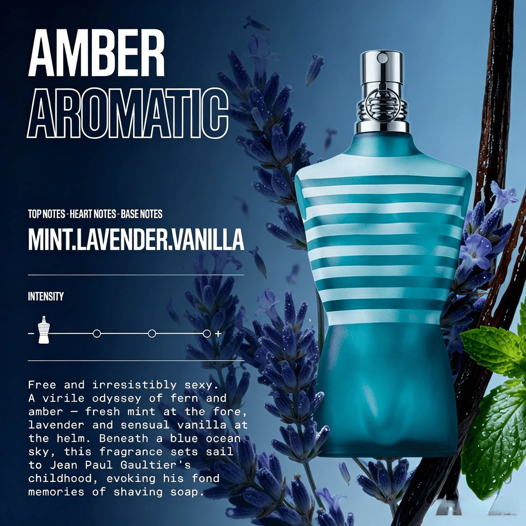Jean Paul Gaultier Le Male Eau de Toilette - Long Lasting Amber Aromatic Cologne for Men with Fresh Mint, Lavender & Sensual Vanilla - Luxury Men's Cologne Spray