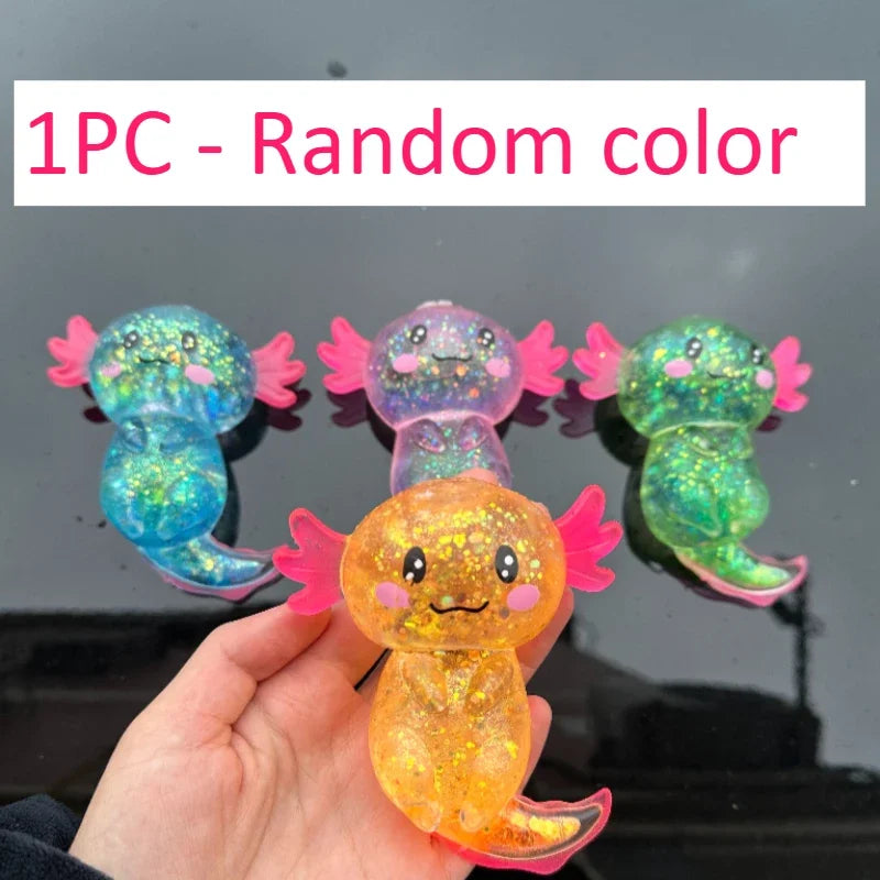 Colorful Salamander Maltose Fidgets Toys Squishy Malt Sugar Stretchy Axolotl Fun Squeeze Birthday Supplies Anti-Anxiety Gift
